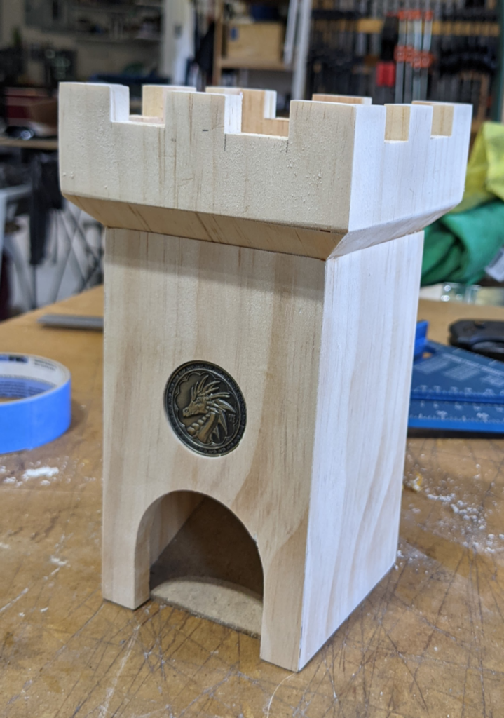 Pine prototype dice tower